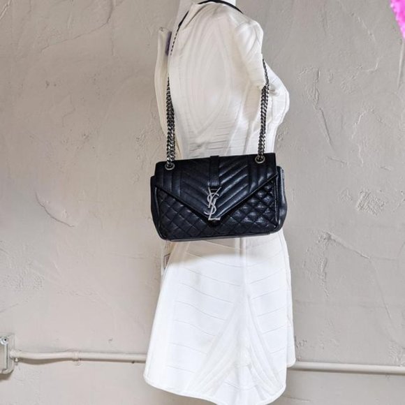 SOLD Saint Laurent Medium College Tri Quilt Black Bag - Picture 9 of 9